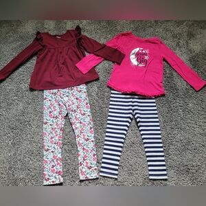 Girls' Long Sleeve Tops and Leggings Set Bundle Size 5T *NWOT* 4 Pcs